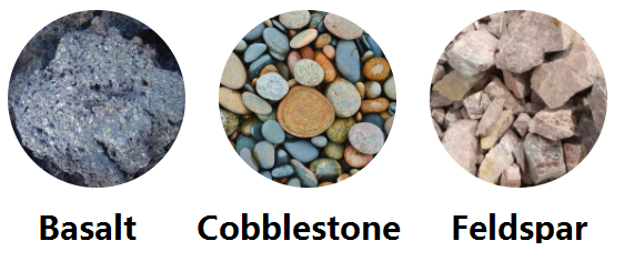 basalt, cobblestone, feldspar